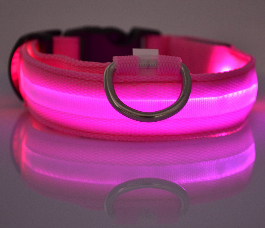 LED Pet Dog Luminous Collar Night Safety Flashing Glow IN DARK