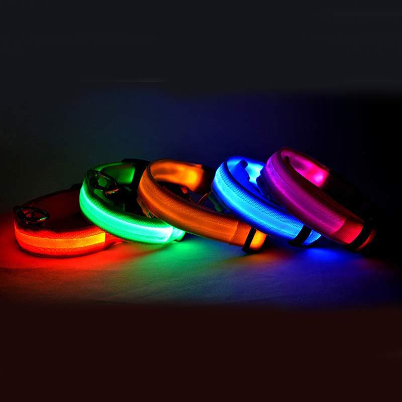 LED Pet Dog Luminous Collar Night Safety Flashing Glow IN DARK