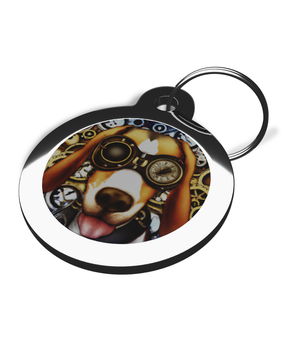 Beagle Steampunk Pet Identity Tag