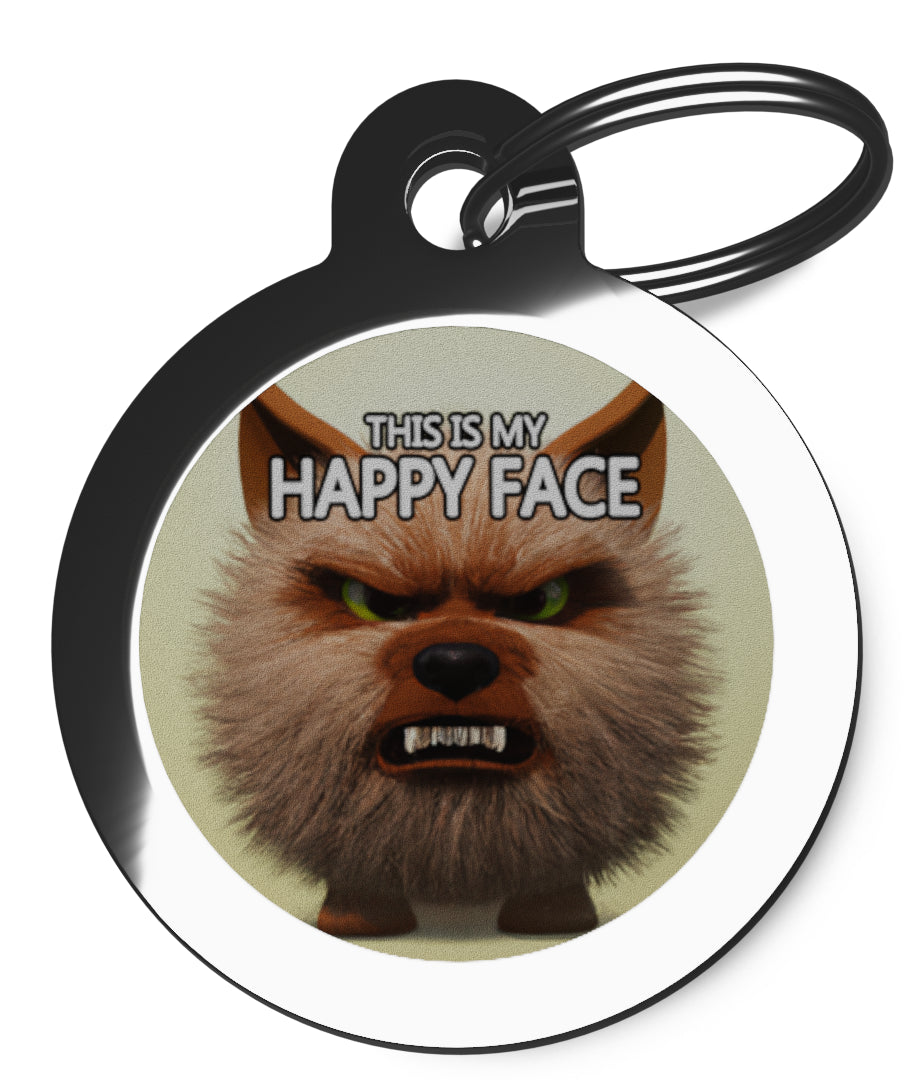 THIS IS MY HAPPY FACE DOG ID TAG