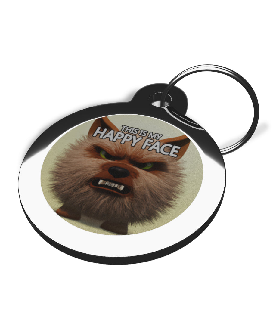 THIS IS MY HAPPY FACE DOG ID TAG