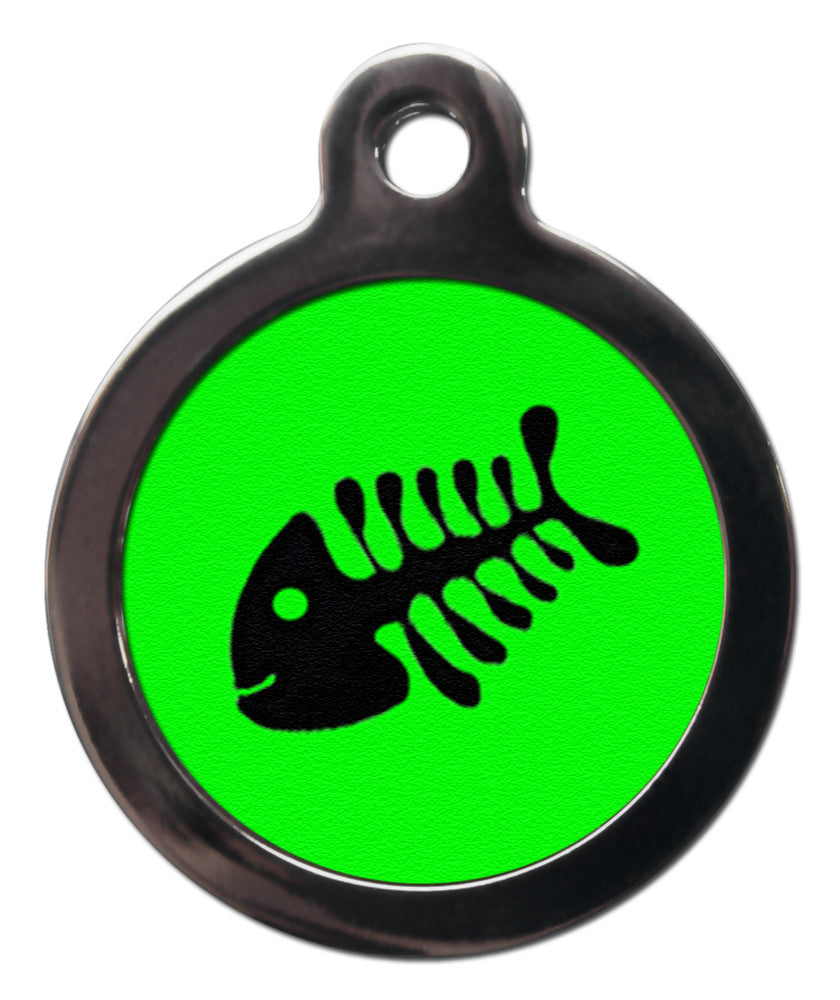 BRIGHT GREEN FISHBONE CAT TAGS