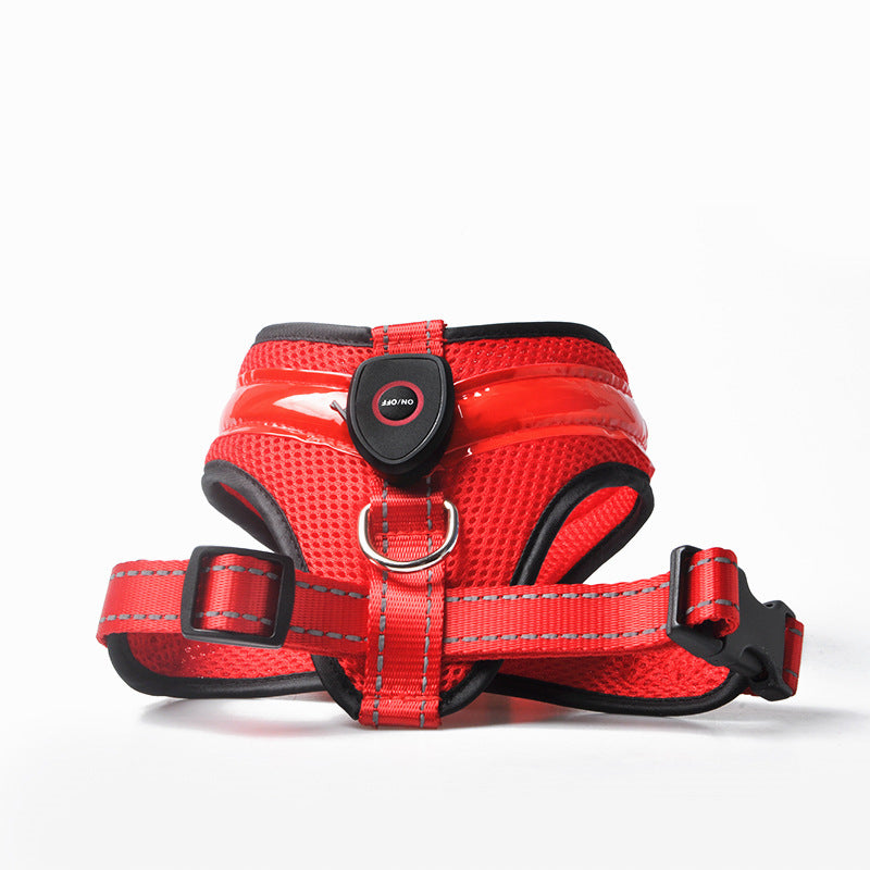 Pet Supplies LED Luminous Dog Chest Strap Rechargeable Mesh Luminous Harness Pet Products