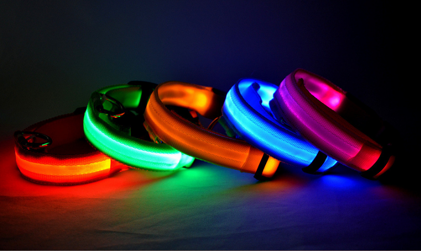LED Pet Dog Luminous Collar Night Safety Flashing Glow IN DARK