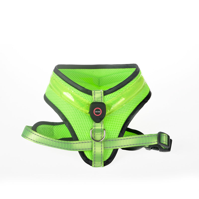 Pet Supplies LED Luminous Dog Chest Strap Rechargeable Mesh Luminous Harness Pet Products